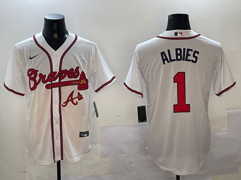Men Atlanta Braves #1 Albies White Game 2024 Nike MLB Jersey style 3->atlanta braves->MLB Jersey
